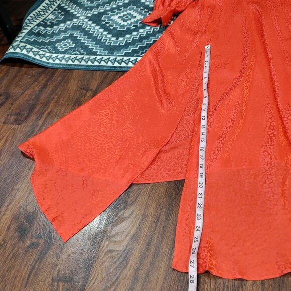 Ronny Kobo Wrap Boho 80s Glam Whimsy Estelle Asymmetric Satin-Jacquard Dress L - Picture 12 of 14